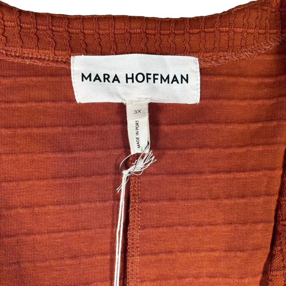 NEW Mara Hoffman Mariana Waffle Bodysuit Burnt Orange Deep V Women's Plus 3X - Picture 7 of 11